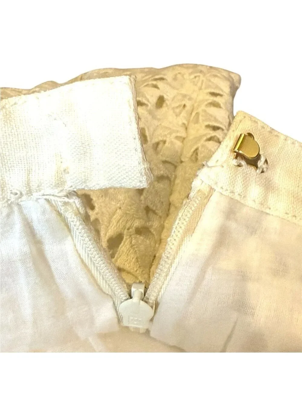 Tory Burch Cream Lace Like Mini Midi Skirt
